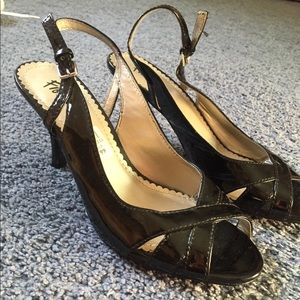 Fioni black peep toe heels